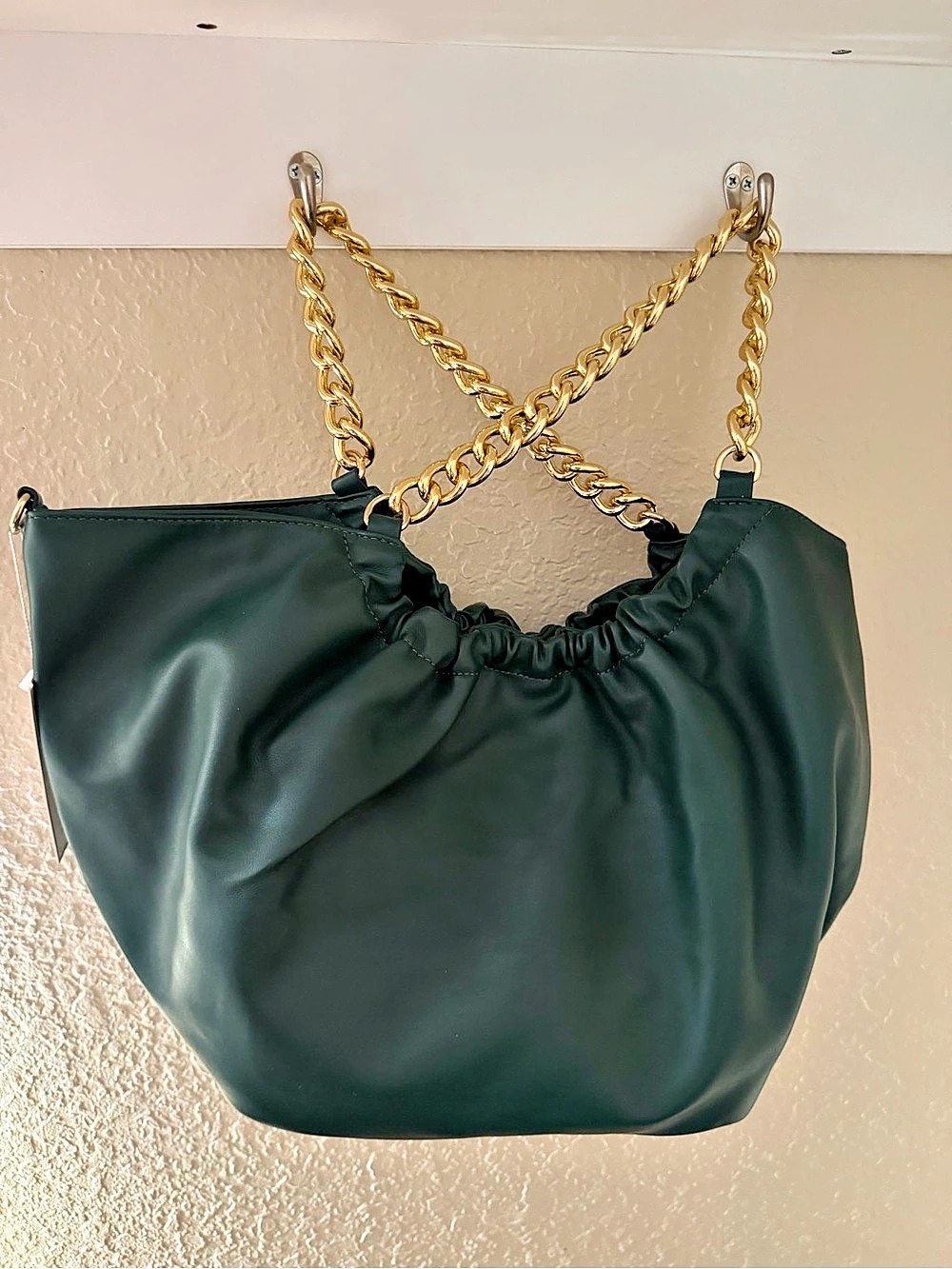 Jen & Co. Evelyn Vegan Pleated Shoulder Bag. Green